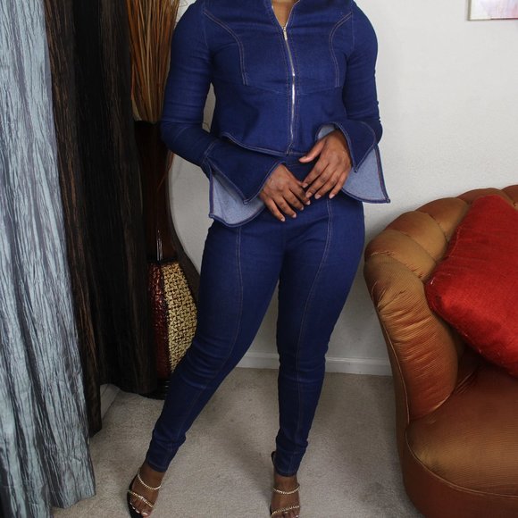 "It's the Jean 4 me" 2 Piece High Waist Pant Set - Picture 1 of 4